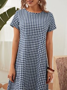 EMERY ROSE 高腰格紋連衣裙 - 彩色 - 查看 5