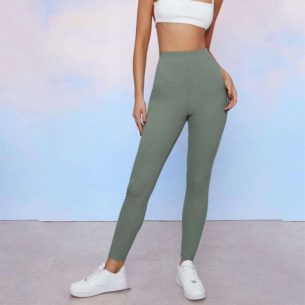 

Rib-knit Skinny Leggings, Mint green