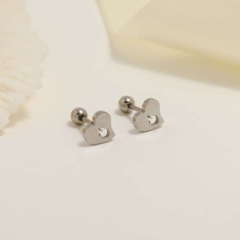 

Heart Stud Earrings, Silver