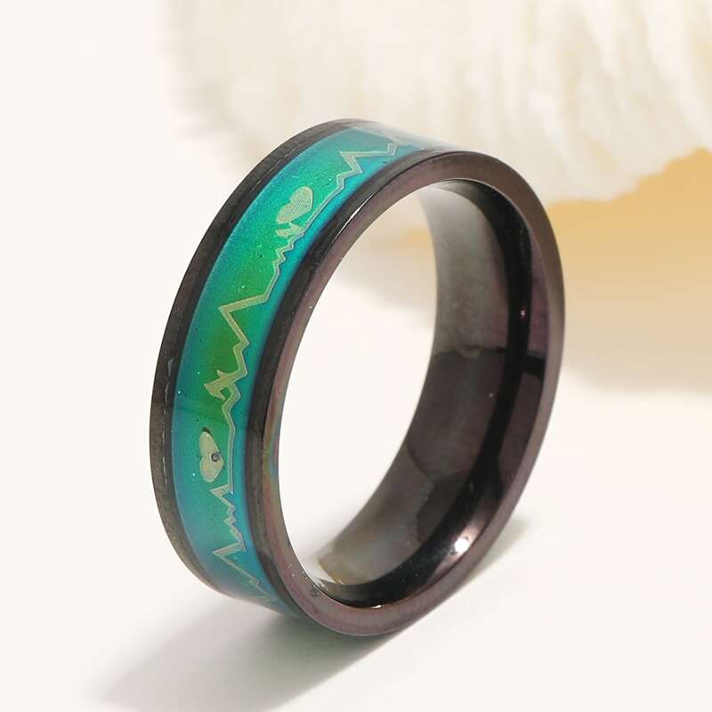 

1pc Heart Detail Ring, Black