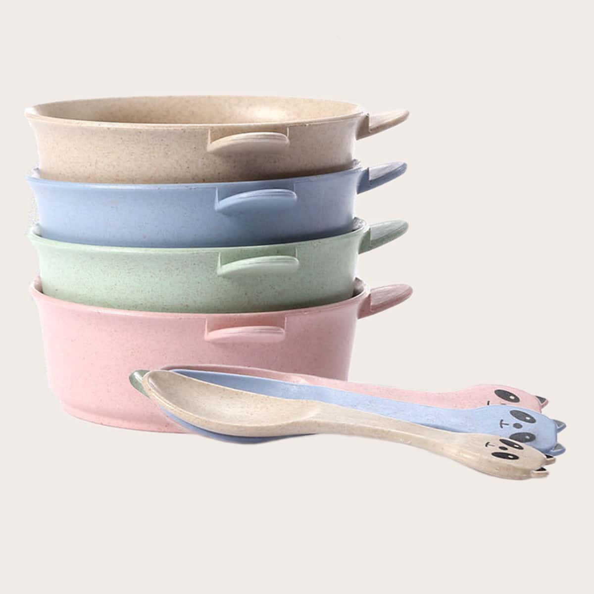 

1pc Bowl & 1pc Cartoon Spoon, Multicolor
