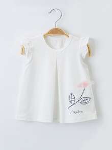 YINGZIFANG 小女童貼花細節上衣 - 白色 - 查看 1