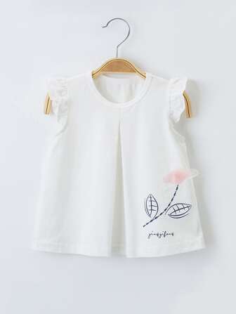 YINGZIFANG 小女童貼花細節上衣