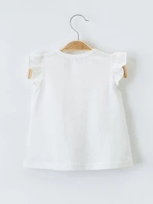 YINGZIFANG 小女童貼花細節上衣 - 白色 - 查看 2