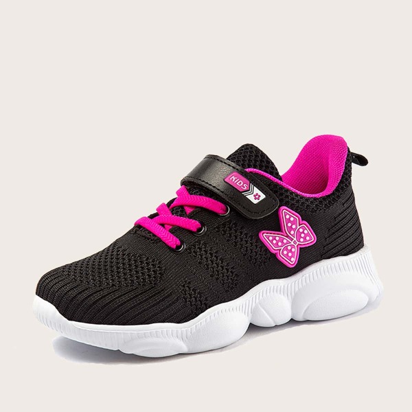 

Girls Butterfly Patch Knit Sneakers, Black