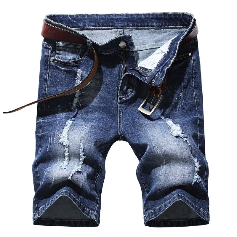 

Guys Ripped Washed Denim Shorts Without Belted, Medium wash