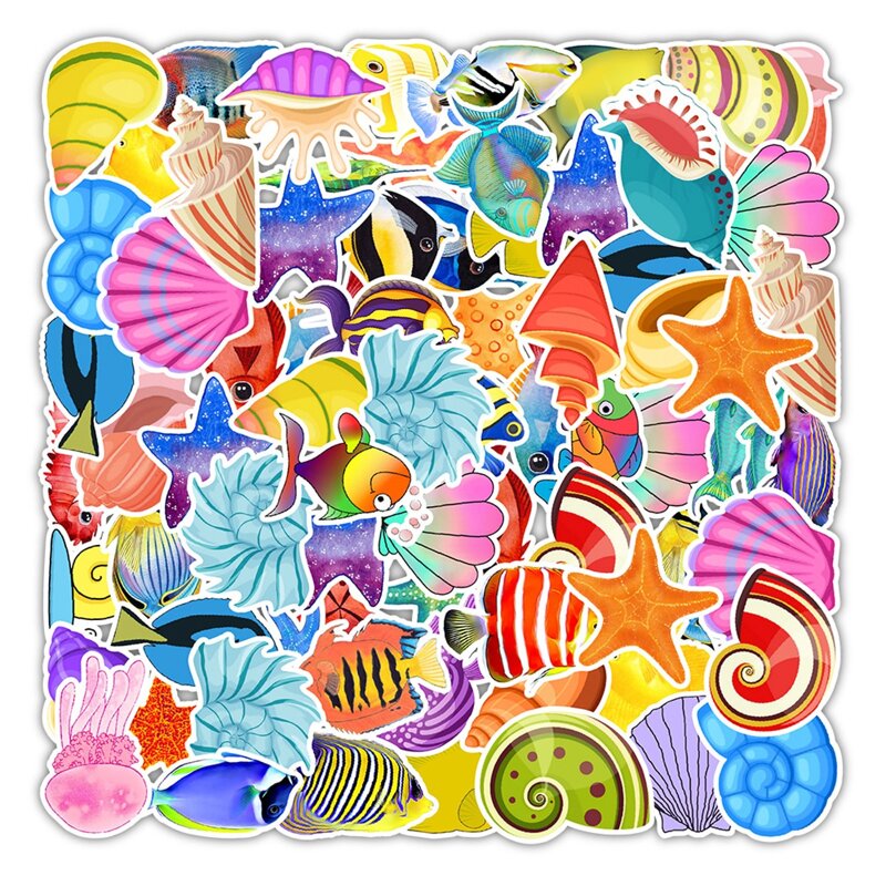 

50pcs Shell Sticker, Multicolor