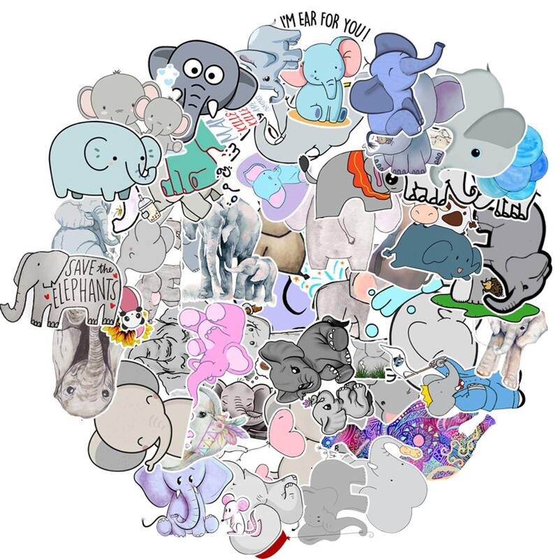 

50pcs Cartoon Elephant Sticker, Multicolor