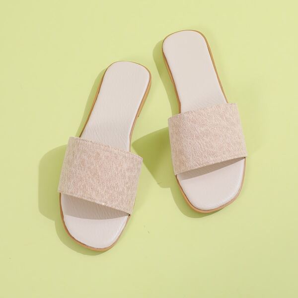 

Minimalist Open Toe Slide Sandals, Apricot