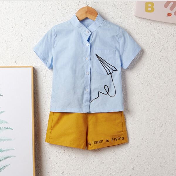 

Toddler Boys Pocket Front Shirt & Slogan Graphic Shorts, Multicolor