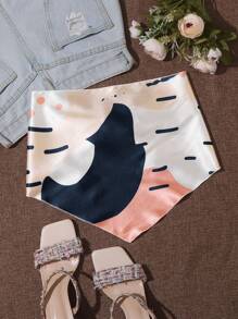 SHEIN Essnce Tie Back Color Block Bandana Top - Multicolor - View 1