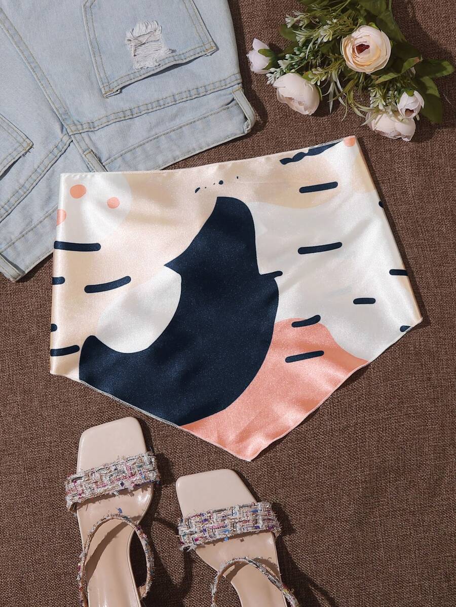 SHEIN Essnce Tie Back Color Block Bandana Top - Multicolor - View 1