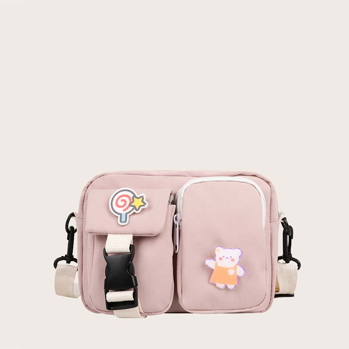 

Cartoon Pocket Crossbody Bag, Pink
