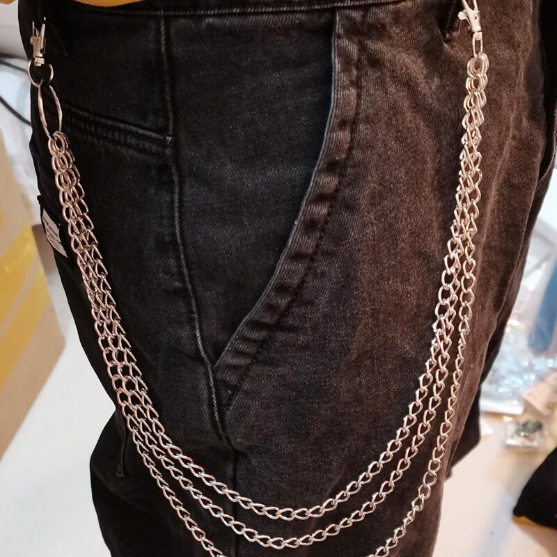 Guys Layered Pants Chain, Silver