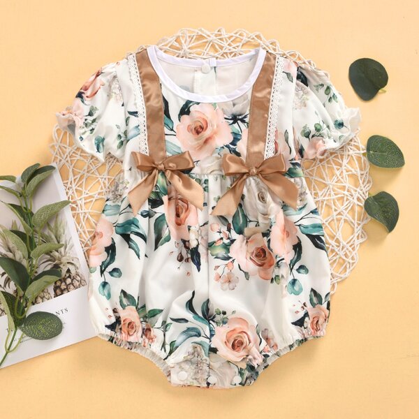 

Baby Girl Floral Bow Front Bodysuit, Multicolor