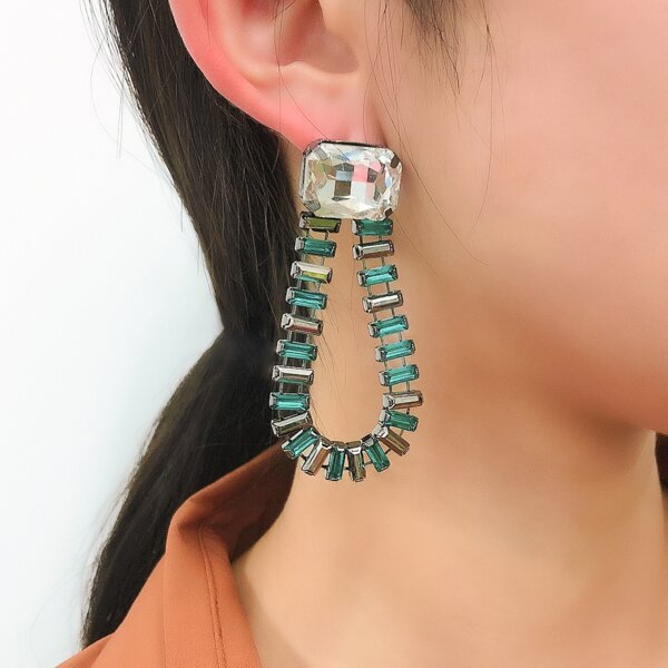 

Gemstone Decor Earrings, Blue