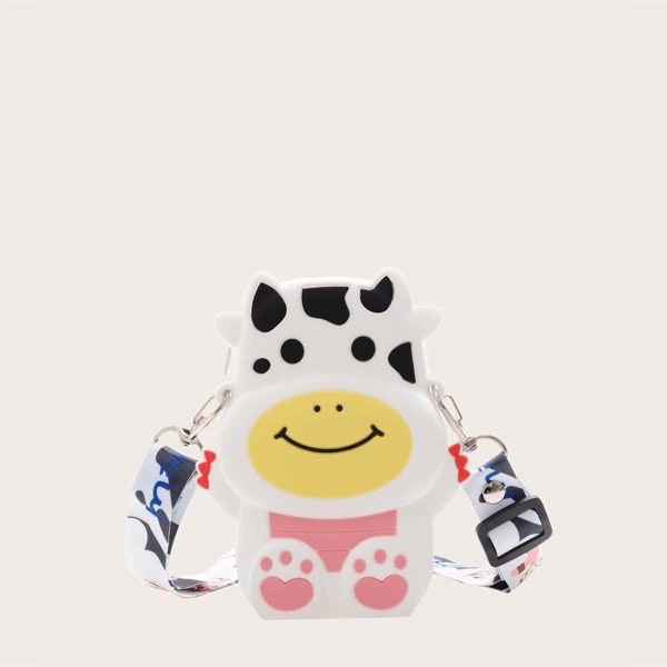 

Girls Cartoon Cow Design Crossbody Bag, White