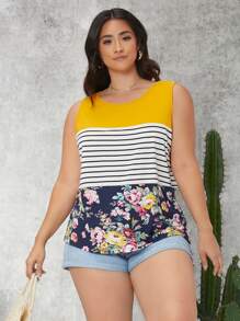 SHEIN Unity Áo hai dây Plus Size Hoa Giải trí - Nhiều màu - Xem 3