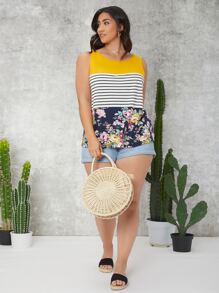 SHEIN Unity Áo hai dây Plus Size Hoa Giải trí - Nhiều màu - Xem 5