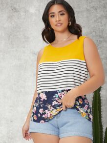 SHEIN Unity Áo hai dây Plus Size Hoa Giải trí - Nhiều màu - Xem 6