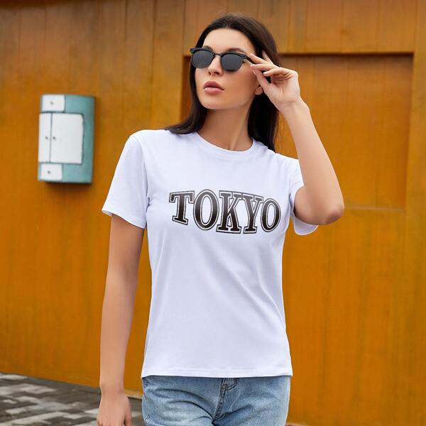 

Letter Graphic Crew Neck Tee, White