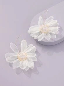 花朵耳墜 - 白色 - 查看 3