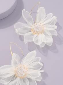 花朵耳墜 - 白色 - 查看 4