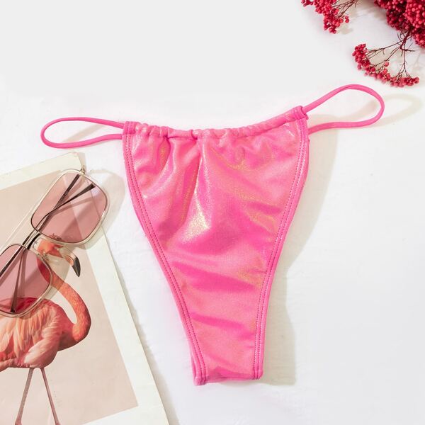 

Metallic Thong Bikini Panty, Hot pink