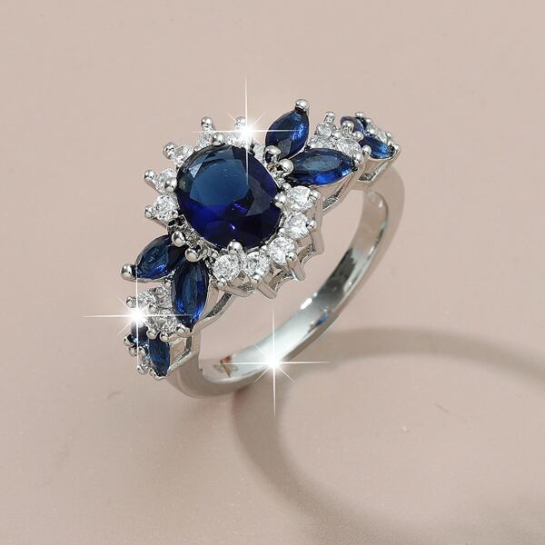 

Zircon Decor Ring, Royal blue