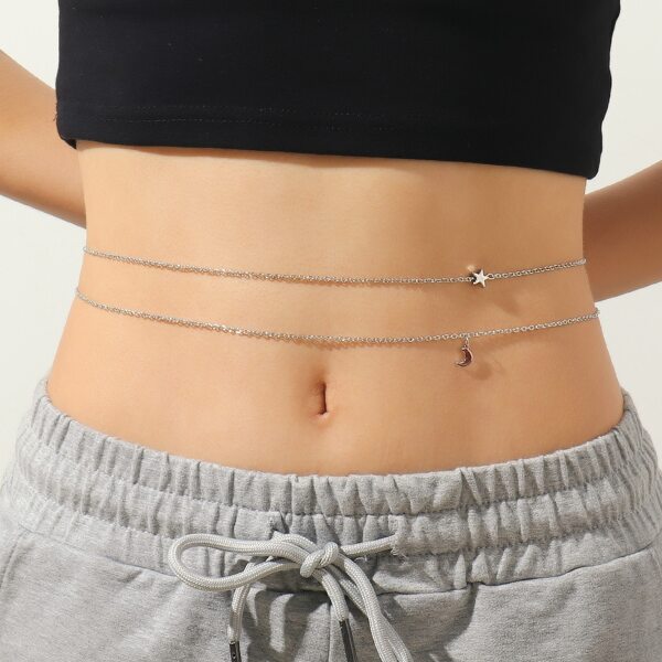 

2pcs Star Decor Waist Chain, Silver