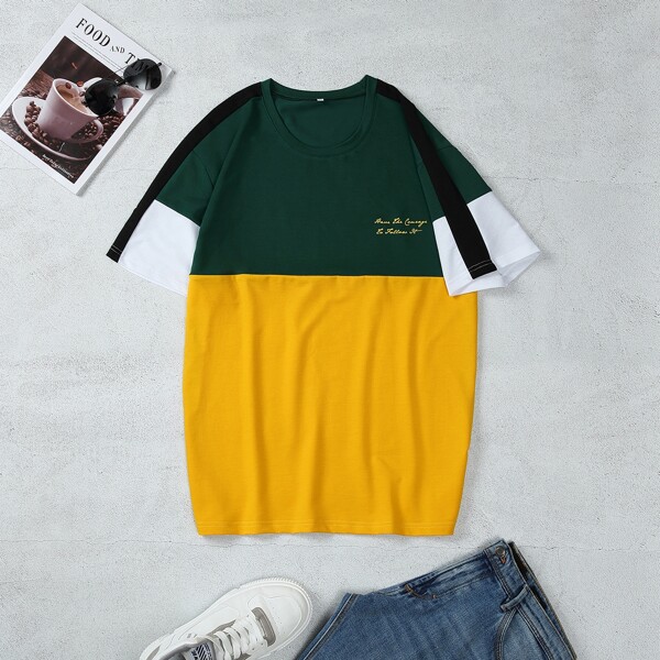 

Men Cut And Sew Letter Graphic Tee, Multicolor