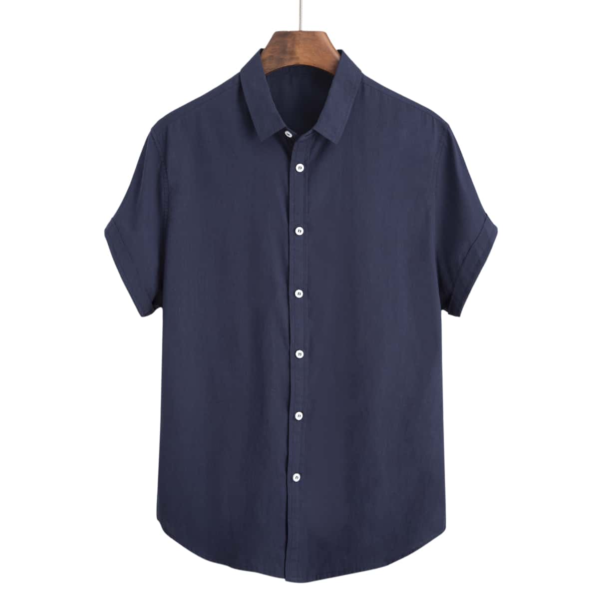 

Guys Button Front Solid Shirt, Navy blue