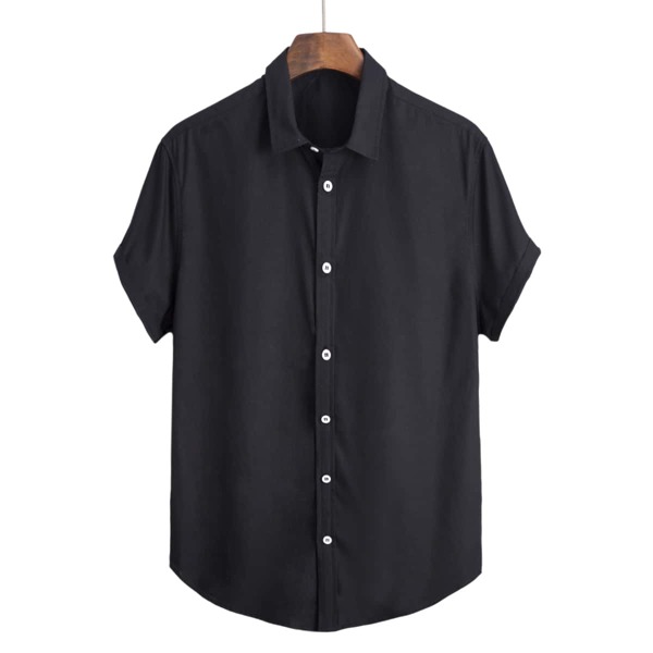 

Men Button Front Solid Shirt, Black