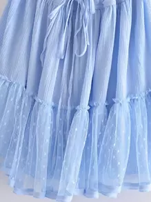 Aveloria Rosie Dobby Mesh Self-Tie Ruffled Halter Dress - Baby Blue - View 9