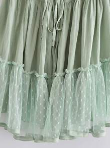 GENKIRA 蕾絲面多層荷葉邊繞脖洋裝 - 薄荷綠 - 查看 10