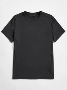 Manfinity NiteLyfe 男士圓領素色T恤 - 黑色 - 查看 1