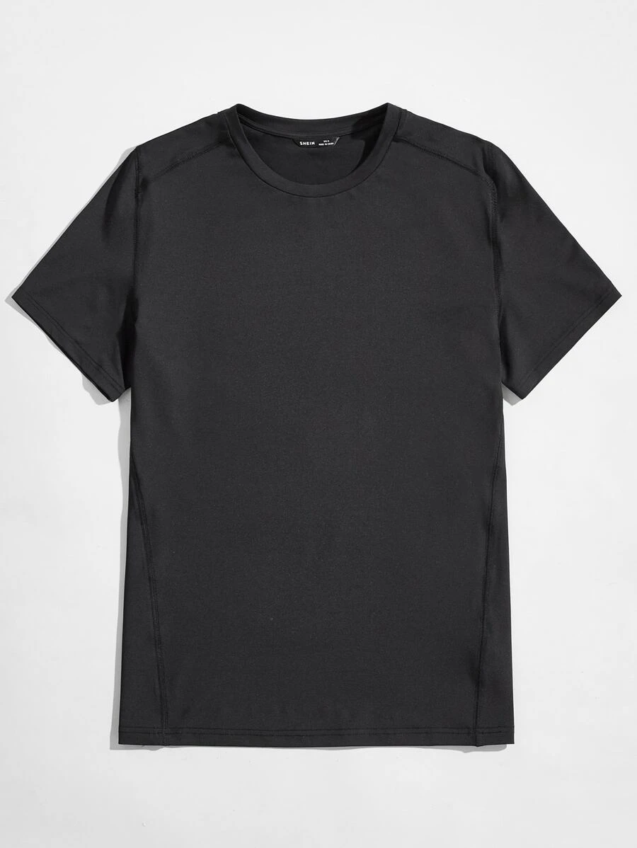 Manfinity NiteLyfe 男士圓領素色T恤 - 黑色 - 查看 1