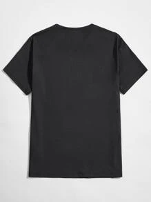 Manfinity NiteLyfe 男士圓領素色T恤 - 黑色 - 查看 2