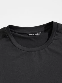 Manfinity NiteLyfe 男士圓領素色T恤 - 黑色 - 查看 4