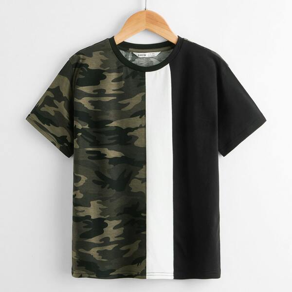

Boys Camo Panel Tee, Multicolor