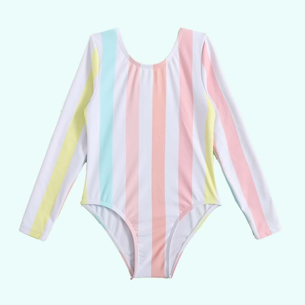 

Toddler Girls Striped One Piece Swimsuit, Multicolor