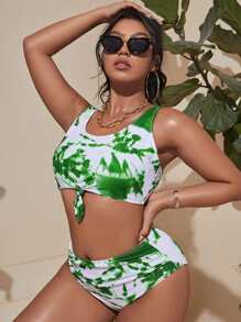 大码扎染结比基尼套装夏季海滩 - 彩色 - 查看 1