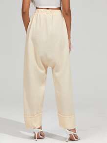 SHEIN Seam Front Drop Crotch Trousers - Apricot - View 2