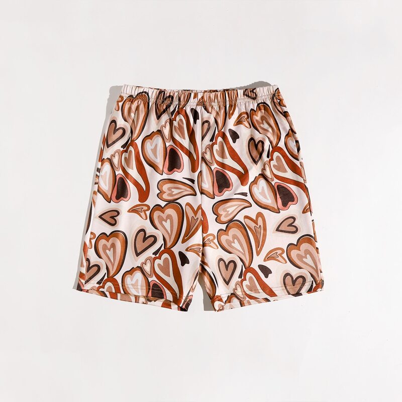 

Heart Print Biker Shorts, Multicolor