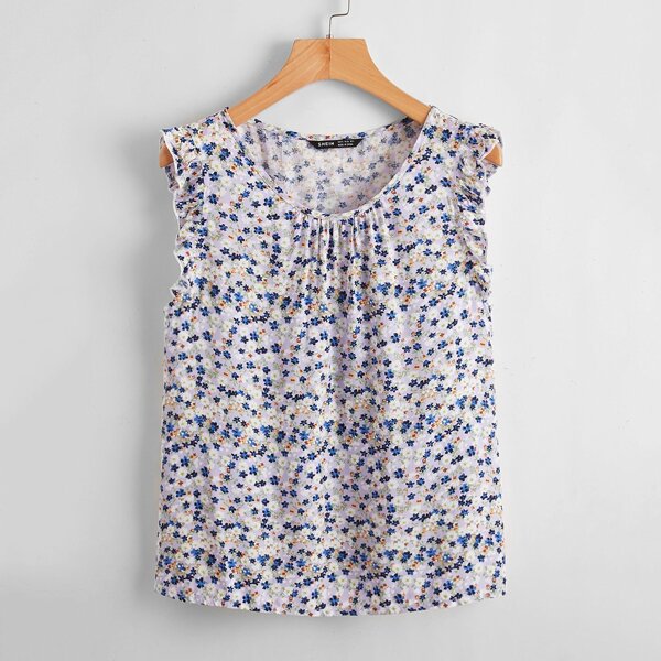 

Ditsy Floral Ruffle Armhole Top, Multicolor