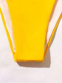 Triangle Tie Side Bikini Set For Summer Beach Vacation - Yellow - View 5