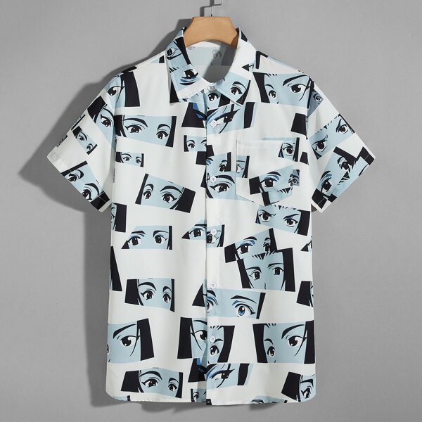 

Men Figure Graphic Button Up Shirt, Multicolor