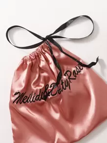 7pcs Contrast Binding Satin PJ Set - Coral Pink - View 3