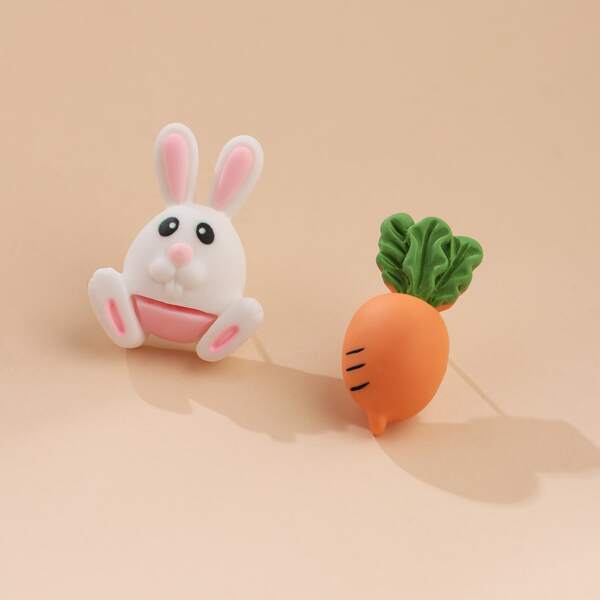 

Girls Rabbit & Carrot Design Stud Earrings, Multicolor