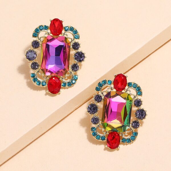 

1pair Gemstone Earrings, Multicolor
